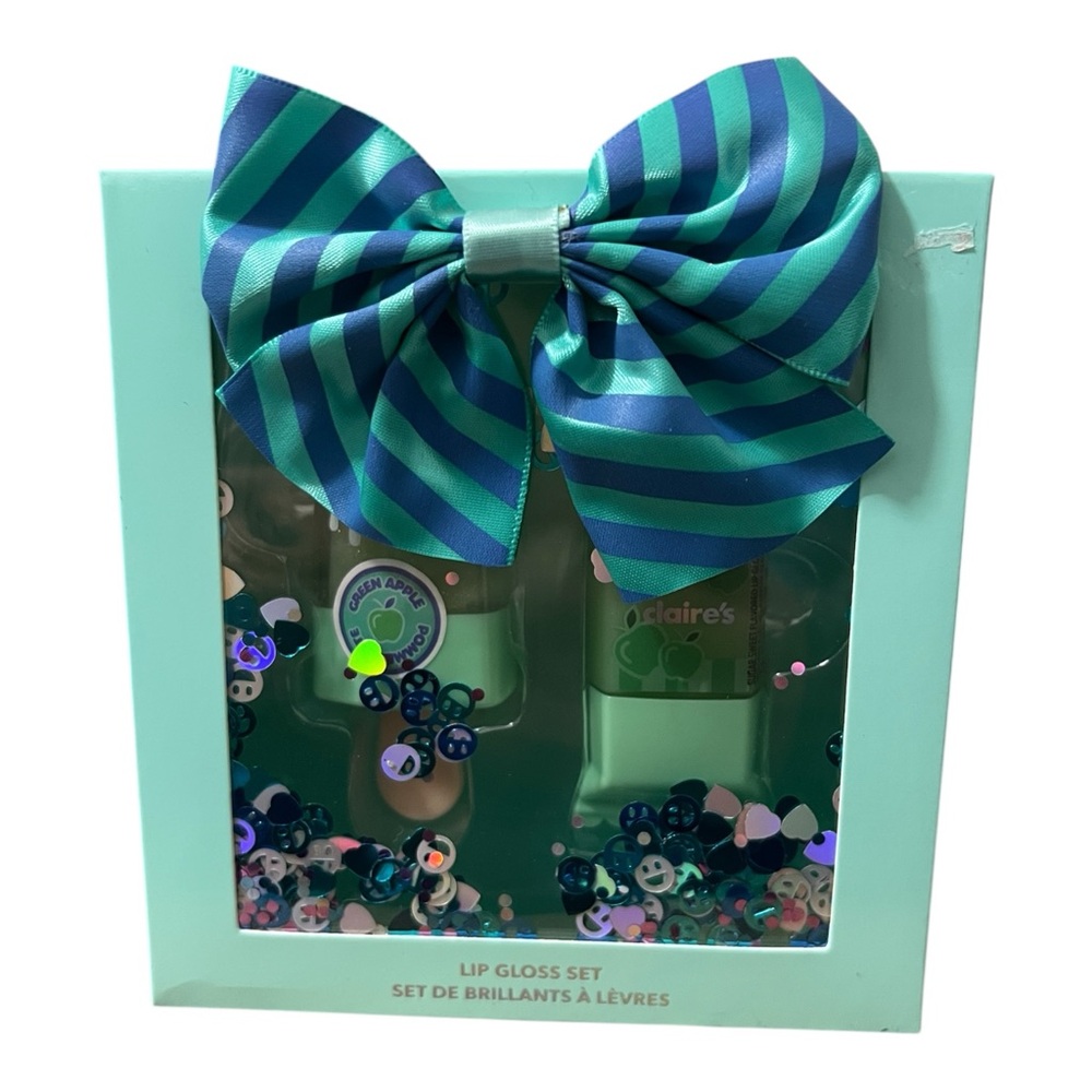 Girls Striped Bow Lip Gloss Gift Set